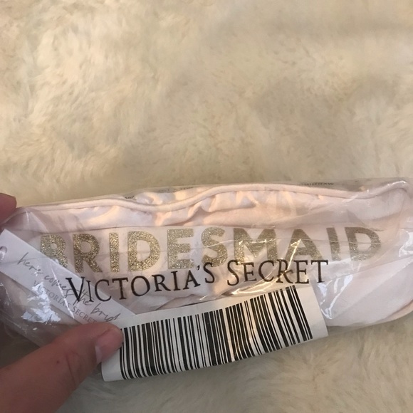 NWT Victoria’s Secret Pink and Gold Glitter Satin Bridesmaid Sleep Mask - Picture 2 of 3